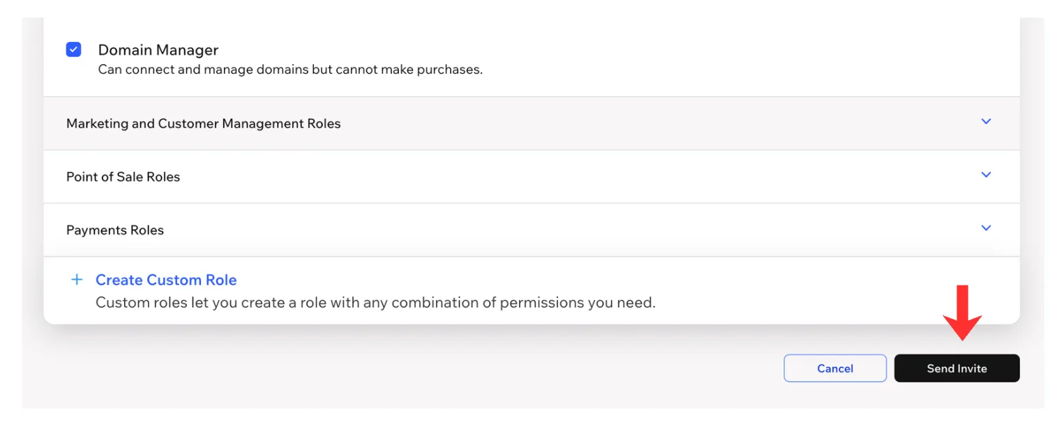 The bottom of the invite page with the Send Invite button highlighted.